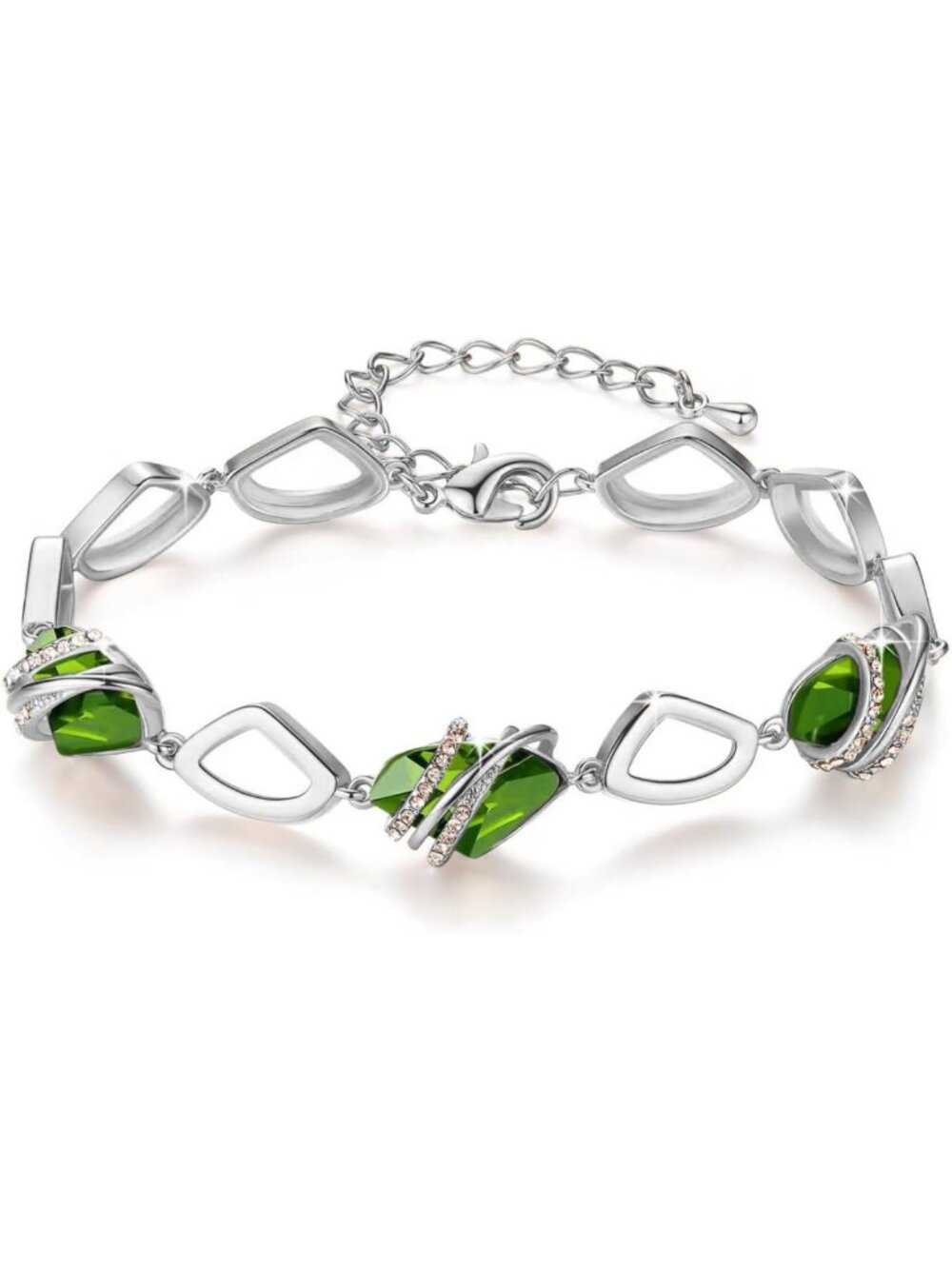 Charming Birthstone Link Bracelet for Women - 18K Rose Gold & Silvertone
